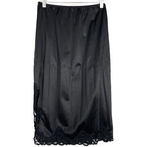 Vintage Cabernet Silky Black Lace Slip Skirt Whimsigoth Fairy‎ Grunge - Size M